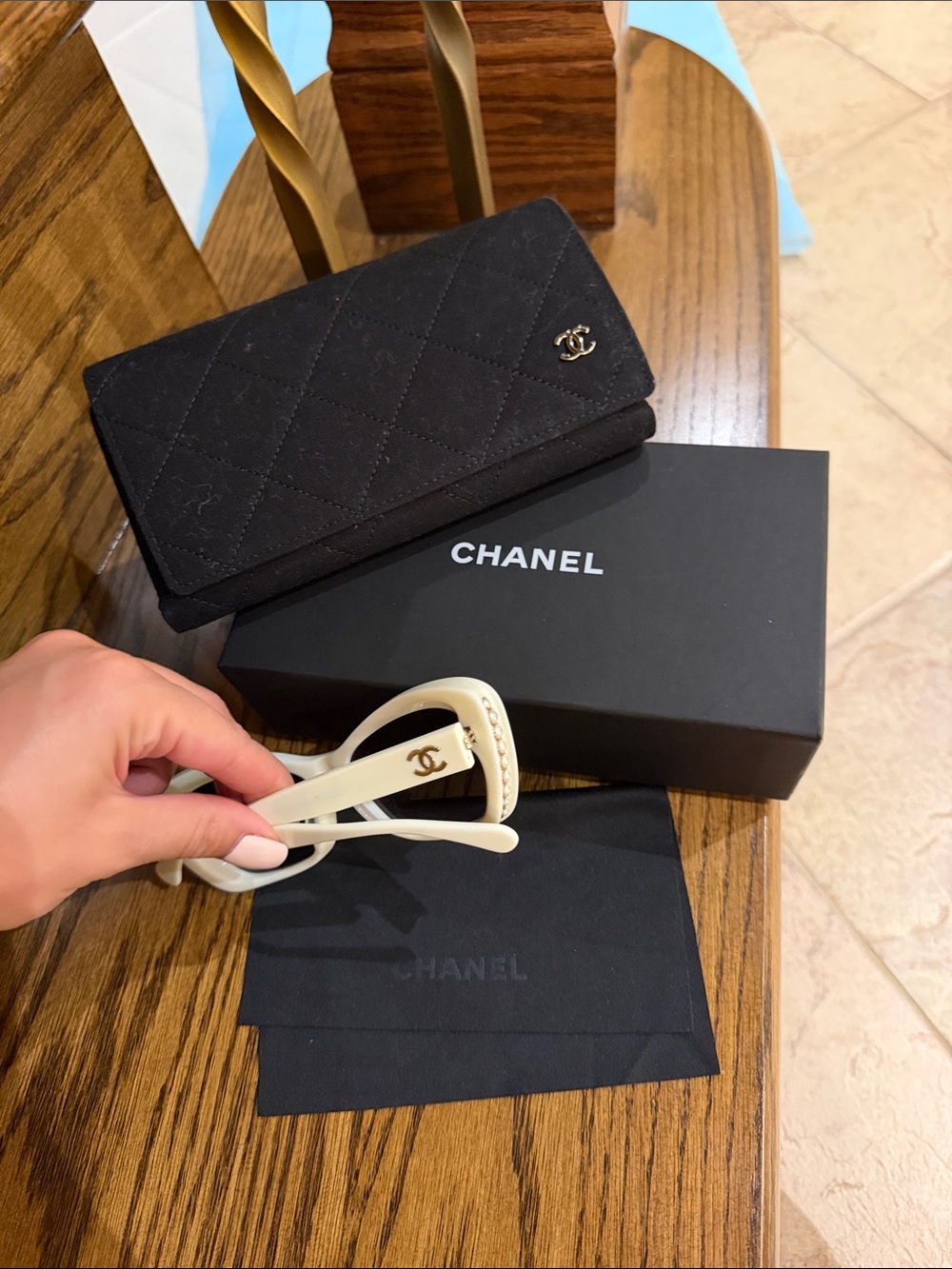 CHANEL White CC Sunglasses